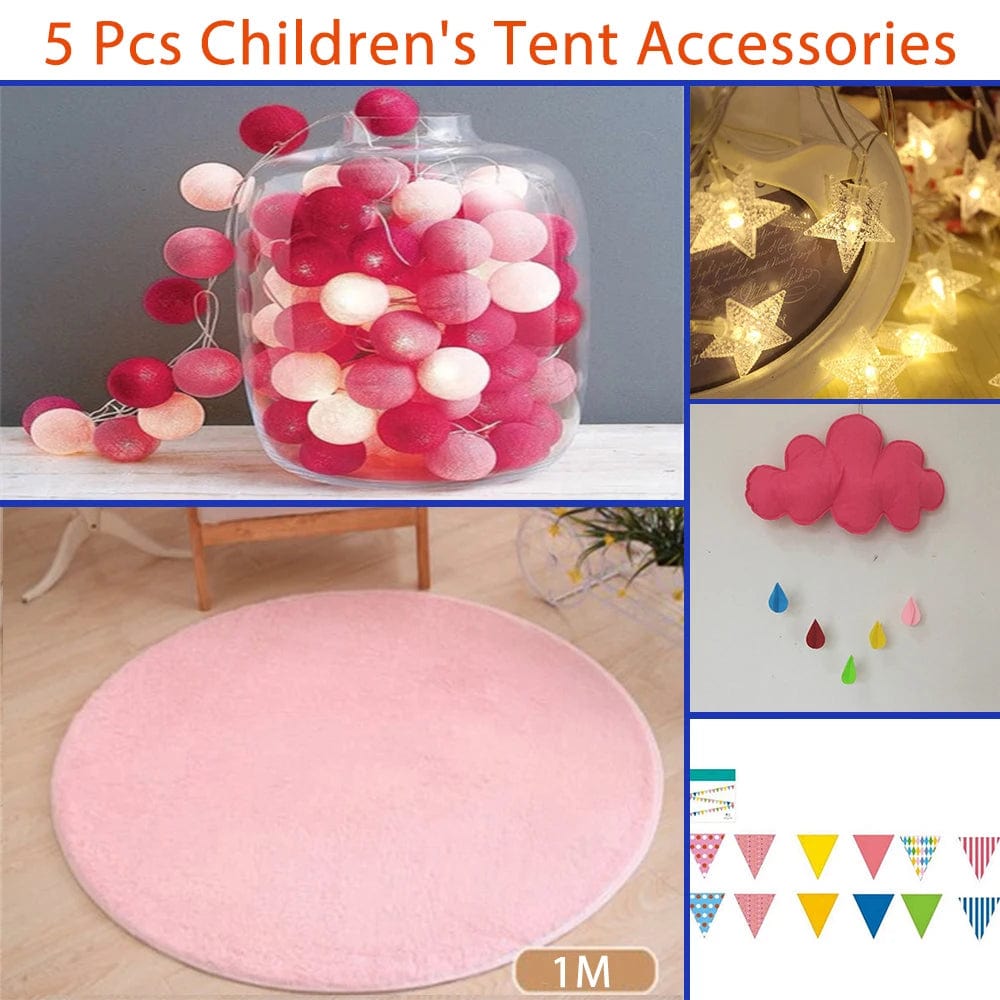 Children's Tent Teepee Tent For Kids Portable Tipi Infantil House For Children Cabana Kids Tents Decoration Carpet LED Lights