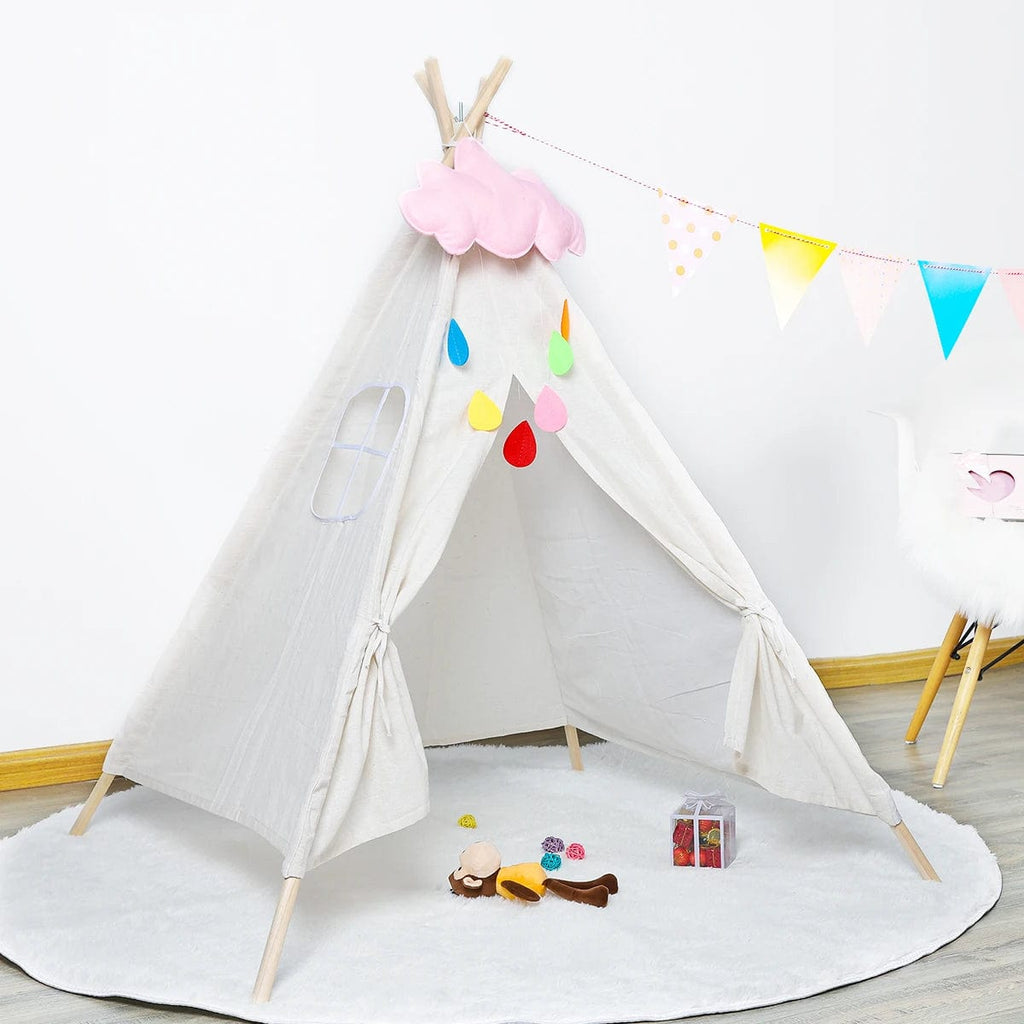 Children's Tent Teepee Tent For Kids Portable Tipi Infantil House For Children Cabana Kids Tents Decoration Carpet LED Lights