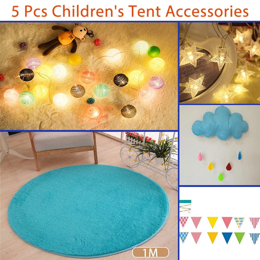 Children's Tent Teepee Tent For Kids Portable Tipi Infantil House For Children Cabana Kids Tents Decoration Carpet LED Lights