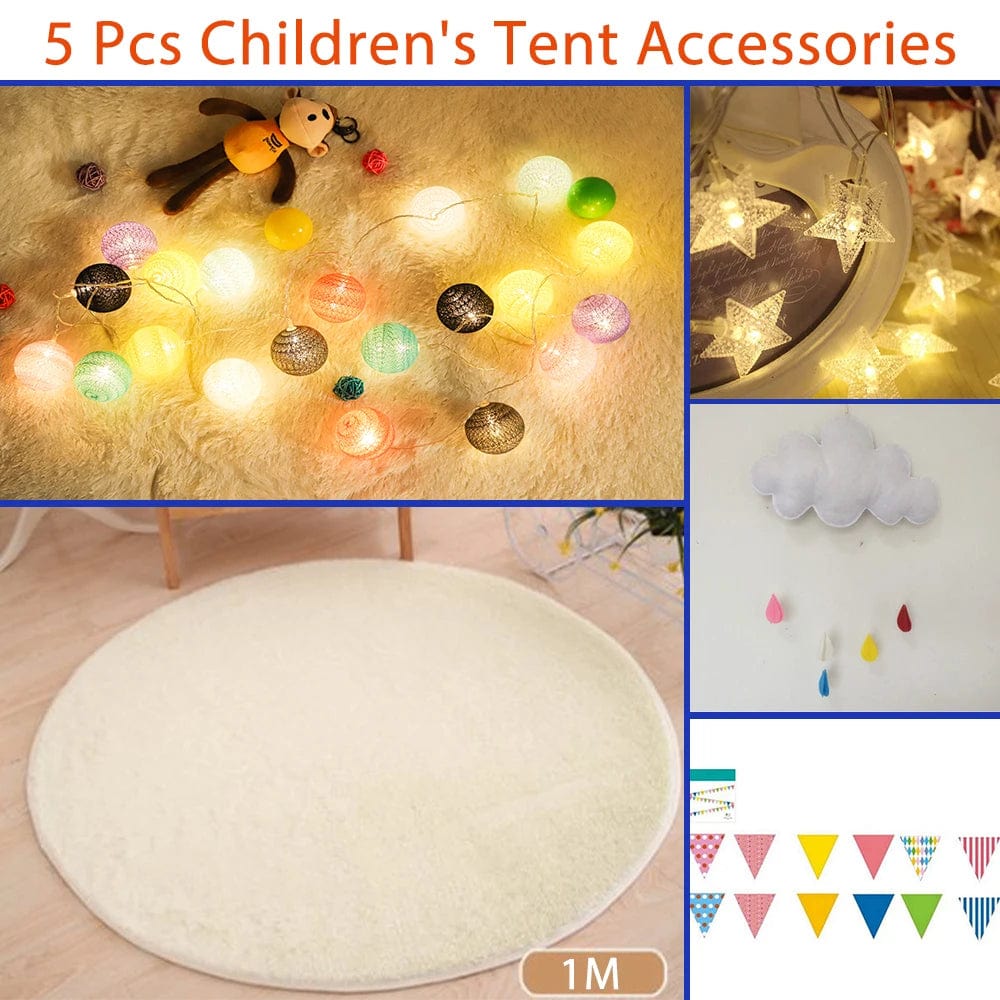 Children's Tent Teepee Tent For Kids Portable Tipi Infantil House For Children Cabana Kids Tents Decoration Carpet LED Lights